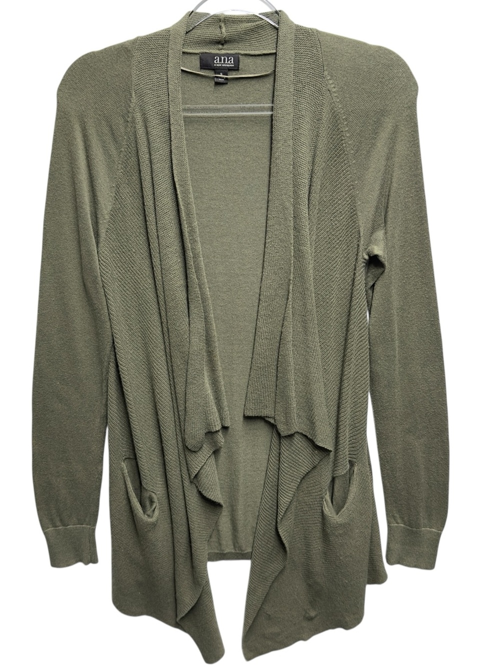 Cotton Waffle Knit Draped Waterfall Sweater Cardigan Jacket Duster